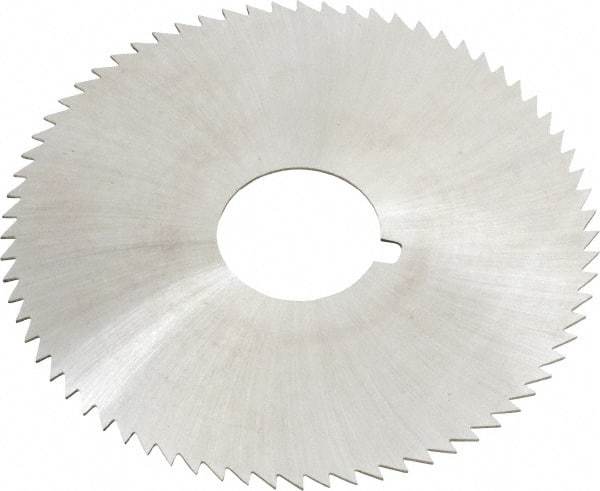 Made in USA - 2-3/4" Diam x 0.025" Blade Thickness x 3/4" Arbor Hole Diam, 72 Tooth Slitting and Slotting Saw - Arbor Connection, Right Hand, Uncoated, High Speed Steel, Concave Ground, Contains Keyway - Exact Tool & Supply