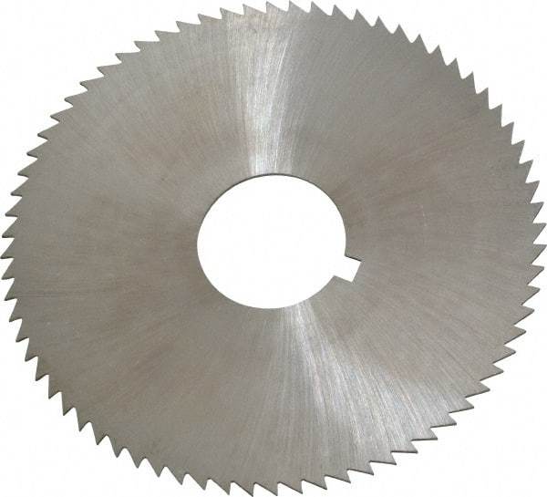 Made in USA - 2-3/4" Diam x 0.032" Blade Thickness x 3/4" Arbor Hole Diam, 72 Tooth Slitting and Slotting Saw - Arbor Connection, Right Hand, Uncoated, High Speed Steel, Concave Ground, Contains Keyway - Exact Tool & Supply