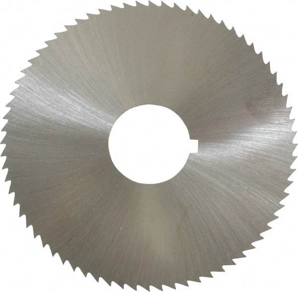 Made in USA - 2-3/4" Diam x 0.036" Blade Thickness x 3/4" Arbor Hole Diam, 72 Tooth Slitting and Slotting Saw - Arbor Connection, Right Hand, Uncoated, High Speed Steel, Concave Ground, Contains Keyway - Exact Tool & Supply