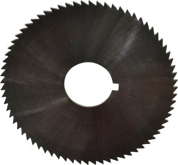 Made in USA - 2-3/4" Diam x 0.045" Blade Thickness x 3/4" Arbor Hole Diam, 72 Tooth Slitting and Slotting Saw - Arbor Connection, Right Hand, Uncoated, High Speed Steel, Concave Ground, Contains Keyway - Exact Tool & Supply