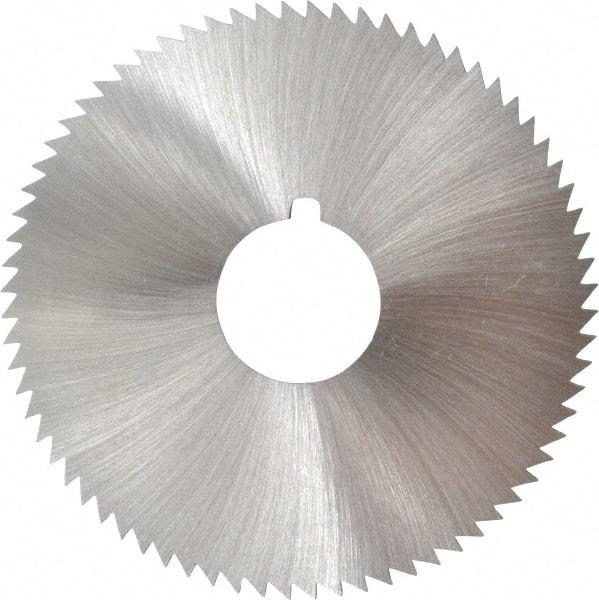 Made in USA - 2-3/4" Diam x 0.072" Blade Thickness x 3/4" Arbor Hole Diam, 72 Tooth Slitting and Slotting Saw - Arbor Connection, Right Hand, Uncoated, High Speed Steel, Concave Ground, Contains Keyway - Exact Tool & Supply