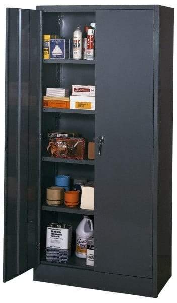 Edsal - 4 Shelf Combination Storage Cabinet - Steel, 36" Wide x 18" Deep x 78" High, Med Grey - Exact Tool & Supply
