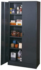 Edsal - 4 Shelf Combination Storage Cabinet - Steel, 36" Wide x 18" Deep x 78" High, Med Grey - Exact Tool & Supply