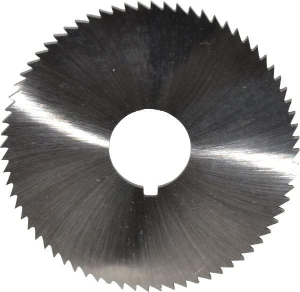 Made in USA - 2-3/4" Diam x 0.081" Blade Thickness x 3/4" Arbor Hole Diam, 72 Tooth Slitting and Slotting Saw - Arbor Connection, Right Hand, Uncoated, High Speed Steel, Concave Ground, Contains Keyway - Exact Tool & Supply