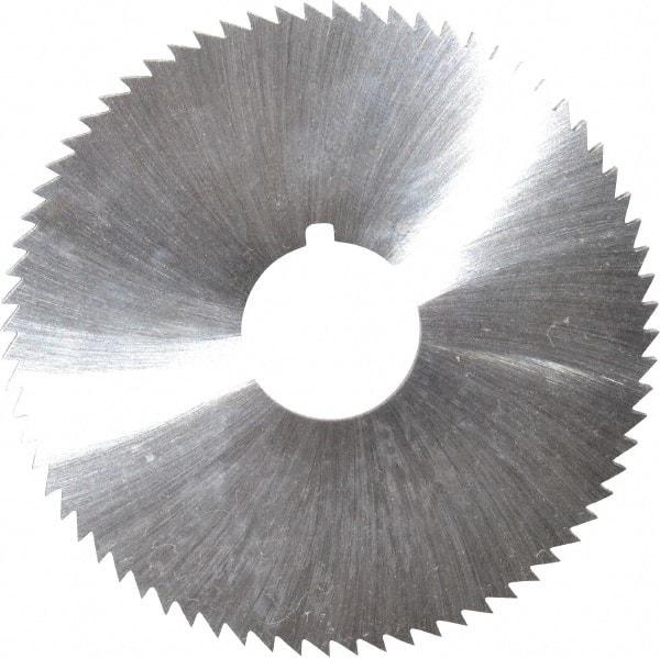 Made in USA - 2-3/4" Diam x 0.114" Blade Thickness x 3/4" Arbor Hole Diam, 72 Tooth Slitting and Slotting Saw - Arbor Connection, Right Hand, Uncoated, High Speed Steel, Concave Ground, Contains Keyway - Exact Tool & Supply