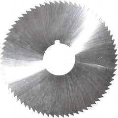 Made in USA - 2-3/4" Diam x 0.114" Blade Thickness x 3/4" Arbor Hole Diam, 72 Tooth Slitting and Slotting Saw - Arbor Connection, Right Hand, Uncoated, High Speed Steel, Concave Ground, Contains Keyway - Exact Tool & Supply