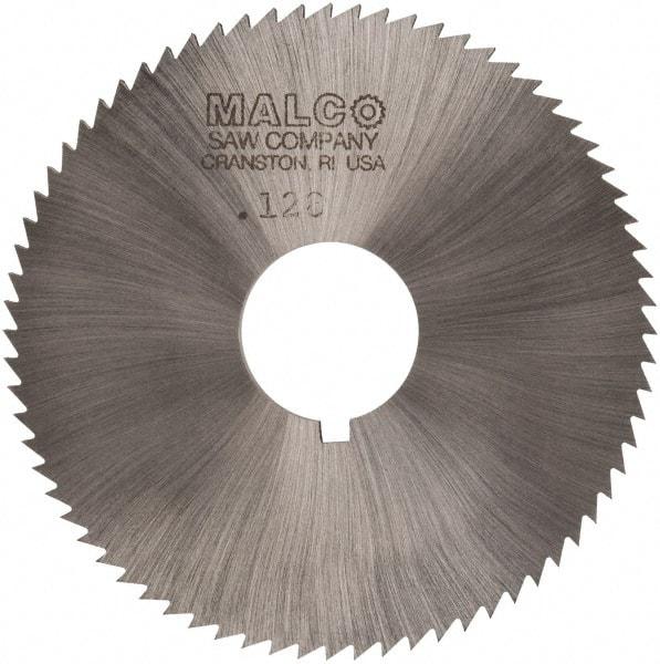 Made in USA - 2-3/4" Diam x 0.128" Blade Thickness x 3/4" Arbor Hole Diam, 72 Tooth Slitting and Slotting Saw - Arbor Connection, Right Hand, Uncoated, High Speed Steel, Concave Ground, Contains Keyway - Exact Tool & Supply