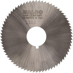 Made in USA - 2-3/4" Diam x 0.128" Blade Thickness x 3/4" Arbor Hole Diam, 72 Tooth Slitting and Slotting Saw - Arbor Connection, Right Hand, Uncoated, High Speed Steel, Concave Ground, Contains Keyway - Exact Tool & Supply