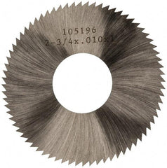 Made in USA - 2-3/4" Diam x 0.01" Blade Thickness x 1" Arbor Hole Diam, 72 Tooth Slitting and Slotting Saw - Arbor Connection, Right Hand, Uncoated, High Speed Steel, Concave Ground, Contains Keyway - Exact Tool & Supply