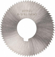Made in USA - 2-3/4" Diam x 0.04" Blade Thickness x 1" Arbor Hole Diam, 72 Tooth Slitting and Slotting Saw - Arbor Connection, Right Hand, Uncoated, High Speed Steel, Concave Ground, Contains Keyway - Exact Tool & Supply