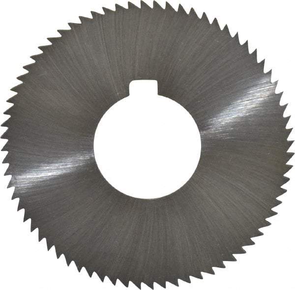 Made in USA - 2-3/4" Diam x 0.057" Blade Thickness x 1" Arbor Hole Diam, 72 Tooth Slitting and Slotting Saw - Arbor Connection, Right Hand, Uncoated, High Speed Steel, Concave Ground, Contains Keyway - Exact Tool & Supply