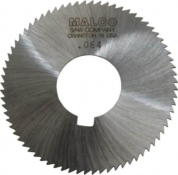 Made in USA - 2-3/4" Diam x 0.064" Blade Thickness x 1" Arbor Hole Diam, 72 Tooth Slitting and Slotting Saw - Arbor Connection, Right Hand, Uncoated, High Speed Steel, Concave Ground, Contains Keyway - Exact Tool & Supply