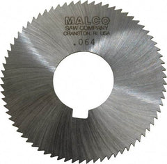 Made in USA - 2-3/4" Diam x 0.064" Blade Thickness x 1" Arbor Hole Diam, 72 Tooth Slitting and Slotting Saw - Arbor Connection, Right Hand, Uncoated, High Speed Steel, Concave Ground, Contains Keyway - Exact Tool & Supply