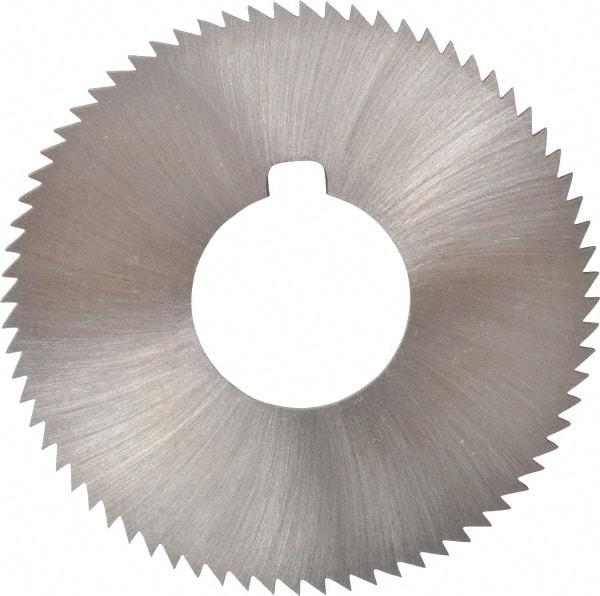 Made in USA - 2-3/4" Diam x 0.072" Blade Thickness x 1" Arbor Hole Diam, 72 Tooth Slitting and Slotting Saw - Arbor Connection, Right Hand, Uncoated, High Speed Steel, Concave Ground, Contains Keyway - Exact Tool & Supply