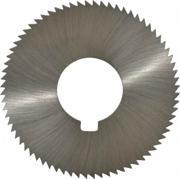 Made in USA - 2-3/4" Diam x 0.091" Blade Thickness x 1" Arbor Hole Diam, 72 Tooth Slitting and Slotting Saw - Arbor Connection, Right Hand, Uncoated, High Speed Steel, Concave Ground, Contains Keyway - Exact Tool & Supply