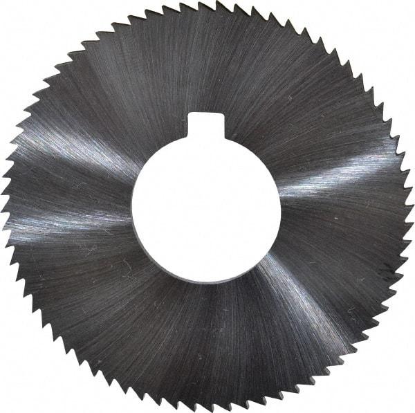 Made in USA - 2-3/4" Diam x 0.102" Blade Thickness x 1" Arbor Hole Diam, 72 Tooth Slitting and Slotting Saw - Arbor Connection, Right Hand, Uncoated, High Speed Steel, Concave Ground, Contains Keyway - Exact Tool & Supply