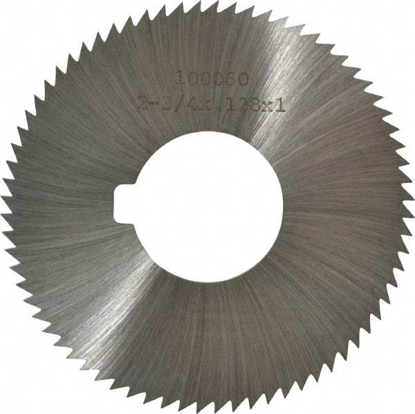 Made in USA - 2-3/4" Diam x 0.128" Blade Thickness x 1" Arbor Hole Diam, 72 Tooth Slitting and Slotting Saw - Arbor Connection, Right Hand, Uncoated, High Speed Steel, Concave Ground, Contains Keyway - Exact Tool & Supply