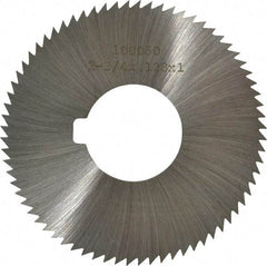 Made in USA - 2-3/4" Diam x 0.128" Blade Thickness x 1" Arbor Hole Diam, 72 Tooth Slitting and Slotting Saw - Arbor Connection, Right Hand, Uncoated, High Speed Steel, Concave Ground, Contains Keyway - Exact Tool & Supply
