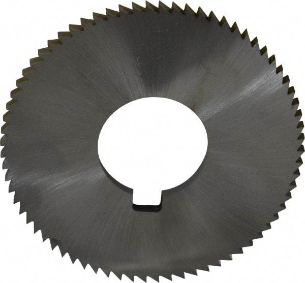 Made in USA - 2-3/4" Diam x 0.144" Blade Thickness x 1" Arbor Hole Diam, 72 Tooth Slitting and Slotting Saw - Arbor Connection, Right Hand, Uncoated, High Speed Steel, Concave Ground, Contains Keyway - Exact Tool & Supply