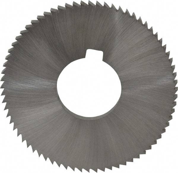 Made in USA - 2-3/4" Diam x 0.162" Blade Thickness x 1" Arbor Hole Diam, 72 Tooth Slitting and Slotting Saw - Arbor Connection, Right Hand, Uncoated, High Speed Steel, Concave Ground, Contains Keyway - Exact Tool & Supply