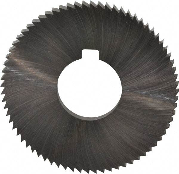 Made in USA - 2-3/4" Diam x 0.182" Blade Thickness x 1" Arbor Hole Diam, 72 Tooth Slitting and Slotting Saw - Arbor Connection, Right Hand, Uncoated, High Speed Steel, Concave Ground, Contains Keyway - Exact Tool & Supply