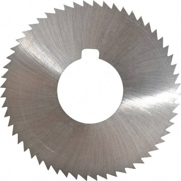 Made in USA - 2-3/4" Diam x 0.028" Blade Thickness x 1" Arbor Hole Diam, 56 Tooth Slitting and Slotting Saw - Arbor Connection, Right Hand, Uncoated, High Speed Steel, Concave Ground, Contains Keyway - Exact Tool & Supply