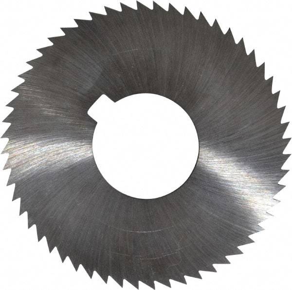 Made in USA - 2-3/4" Diam x 0.036" Blade Thickness x 1" Arbor Hole Diam, 56 Tooth Slitting and Slotting Saw - Arbor Connection, Right Hand, Uncoated, High Speed Steel, Concave Ground, Contains Keyway - Exact Tool & Supply