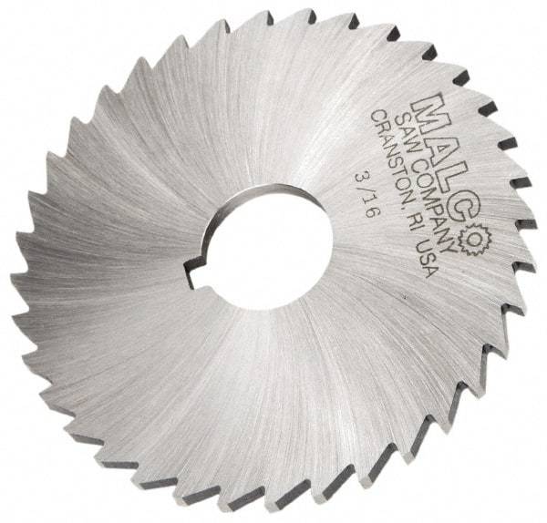 Made in USA - 2-1/2" Diam x 3/32" Blade Thickness x 7/8" Arbor Hole Diam, 28 Tooth Slitting and Slotting Saw - Arbor Connection, Right Hand, Uncoated, High Speed Steel, Concave Ground, Contains Keyway - Exact Tool & Supply