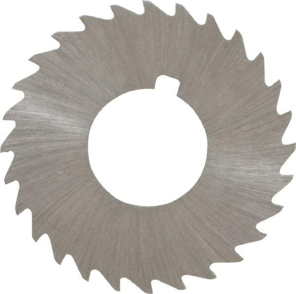 Made in USA - 1-1/4" Diam x 1/32" Blade Thickness x 1/2" Arbor Hole Diam, 28 Tooth Slitting and Slotting Saw - Arbor Connection, Right Hand, Uncoated, High Speed Steel, Concave Ground, Contains Keyway - Exact Tool & Supply