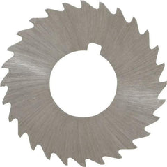 Made in USA - 1-1/4" Diam x 1/32" Blade Thickness x 1/2" Arbor Hole Diam, 28 Tooth Slitting and Slotting Saw - Arbor Connection, Right Hand, Uncoated, High Speed Steel, Concave Ground, Contains Keyway - Exact Tool & Supply