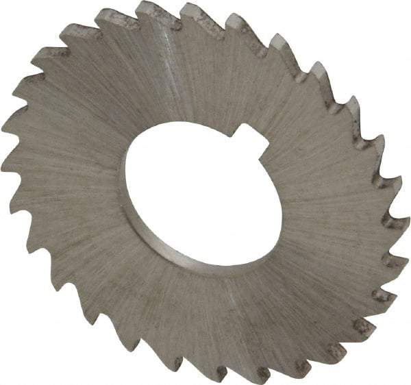 Made in USA - 1-1/4" Diam x 1/16" Blade Thickness x 1/2" Arbor Hole Diam, 28 Tooth Slitting and Slotting Saw - Arbor Connection, Right Hand, Uncoated, High Speed Steel, Concave Ground, Contains Keyway - Exact Tool & Supply