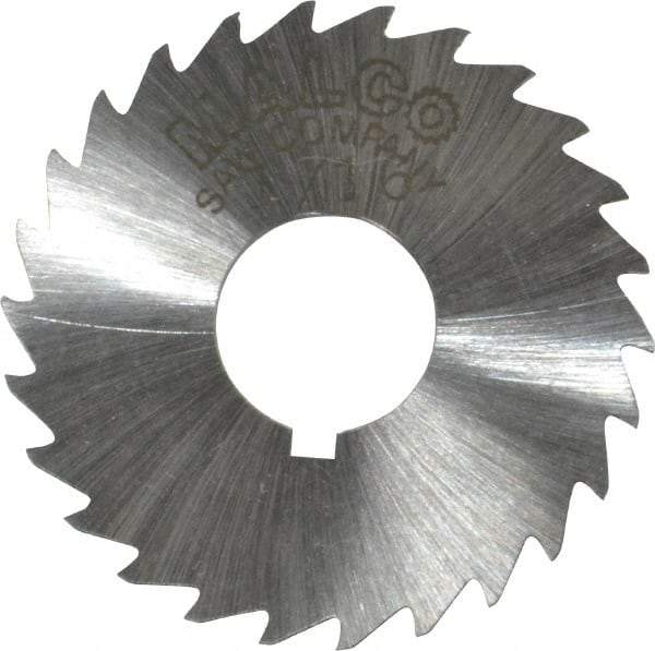 Made in USA - 1-1/2" Diam x 1/16" Blade Thickness x 1/2" Arbor Hole Diam, 26 Tooth Slitting and Slotting Saw - Arbor Connection, Right Hand, Uncoated, High Speed Steel, Concave Ground, Contains Keyway - Exact Tool & Supply