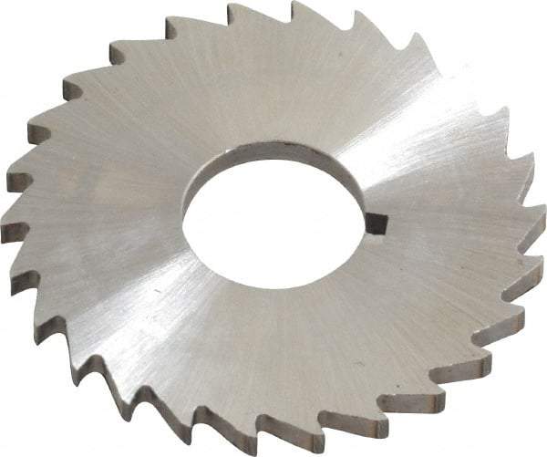 Made in USA - 1-1/2" Diam x 3/32" Blade Thickness x 1/2" Arbor Hole Diam, 26 Tooth Slitting and Slotting Saw - Arbor Connection, Right Hand, Uncoated, High Speed Steel, Concave Ground, Contains Keyway - Exact Tool & Supply