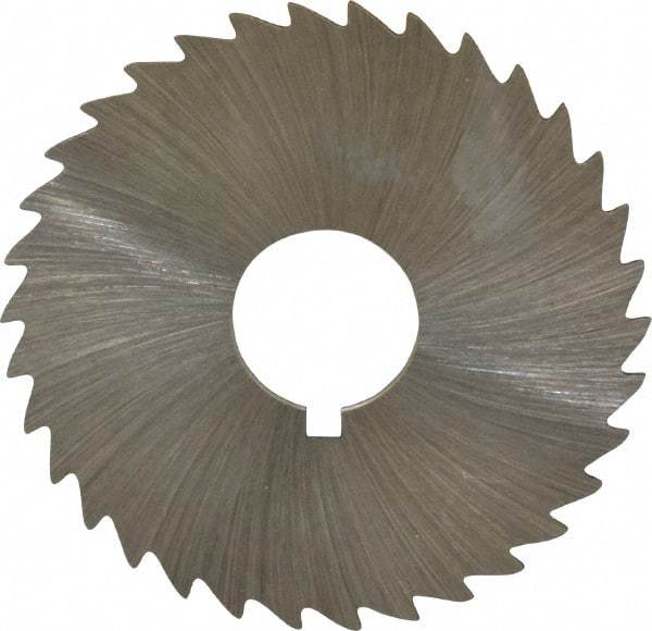 Made in USA - 1-3/4" Diam x 1/32" Blade Thickness x 1/2" Arbor Hole Diam, 34 Tooth Slitting and Slotting Saw - Arbor Connection, Right Hand, Uncoated, High Speed Steel, Concave Ground, Contains Keyway - Exact Tool & Supply