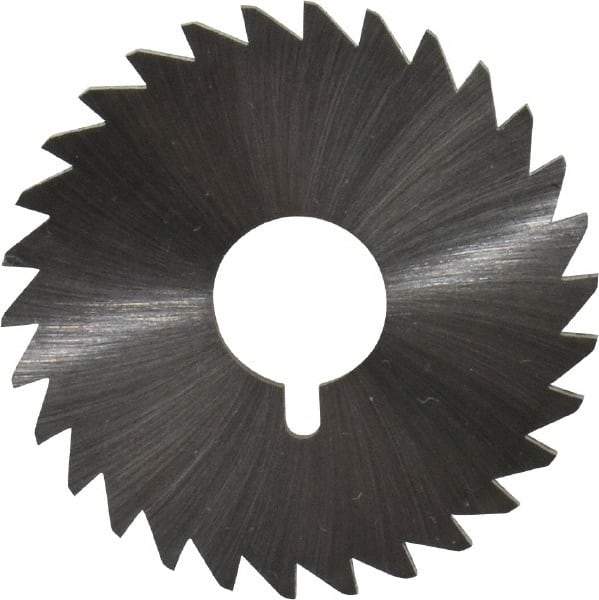 Made in USA - 1-3/4" Diam x 3/32" Blade Thickness x 1/2" Arbor Hole Diam, 30 Tooth Slitting and Slotting Saw - Arbor Connection, Right Hand, Uncoated, High Speed Steel, Concave Ground, Contains Keyway - Exact Tool & Supply