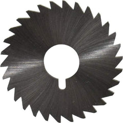 Made in USA - 1-3/4" Diam x 3/32" Blade Thickness x 1/2" Arbor Hole Diam, 30 Tooth Slitting and Slotting Saw - Arbor Connection, Right Hand, Uncoated, High Speed Steel, Concave Ground, Contains Keyway - Exact Tool & Supply