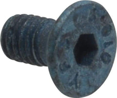Metric Blue - M4x0.70 Metric Coarse Hex Socket Drive, 90° Flat Screw - Grade 10.9 Alloy Steel, Metric Blue Finish, Fully Threaded, 8mm OAL - Exact Tool & Supply