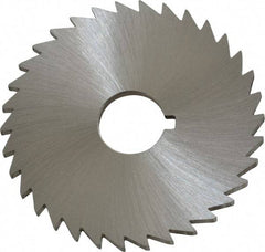 Made in USA - 2" Diam x 3/32" Blade Thickness x 1/2" Arbor Hole Diam, 34 Tooth Slitting and Slotting Saw - Arbor Connection, Right Hand, Uncoated, High Speed Steel, Concave Ground, Contains Keyway - Exact Tool & Supply