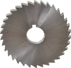 Made in USA - 2" Diam x 5/32" Blade Thickness x 1/2" Arbor Hole Diam, 34 Tooth Slitting and Slotting Saw - Arbor Connection, Right Hand, Uncoated, High Speed Steel, Concave Ground, Contains Keyway - Exact Tool & Supply