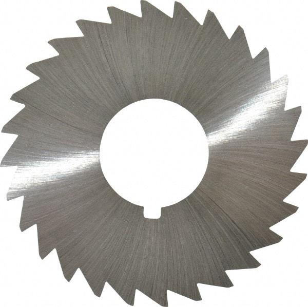 Made in USA - 2-1/2" Diam x 1/32" Blade Thickness x 7/8" Arbor Hole Diam, 28 Tooth Slitting and Slotting Saw - Arbor Connection, Right Hand, Uncoated, High Speed Steel, Concave Ground, Contains Keyway - Exact Tool & Supply