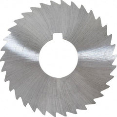 Made in USA - 3" Diam x 1/32" Blade Thickness x 1" Arbor Hole Diam, 34 Tooth Slitting and Slotting Saw - Arbor Connection, Right Hand, Uncoated, High Speed Steel, Concave Ground, Contains Keyway - Exact Tool & Supply