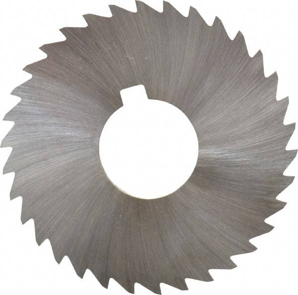 Made in USA - 3" Diam x 3/64" Blade Thickness x 1" Arbor Hole Diam, 34 Tooth Slitting and Slotting Saw - Arbor Connection, Right Hand, Uncoated, High Speed Steel, Concave Ground, Contains Keyway - Exact Tool & Supply