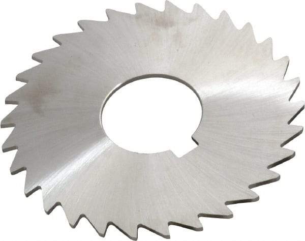 Made in USA - 3" Diam x 1/16" Blade Thickness x 1" Arbor Hole Diam, 30 Tooth Slitting and Slotting Saw - Arbor Connection, Right Hand, Uncoated, High Speed Steel, Concave Ground, Contains Keyway - Exact Tool & Supply