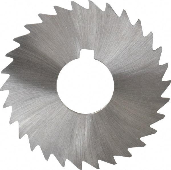Made in USA - 3" Diam x 3/32" Blade Thickness x 1" Arbor Hole Diam, 30 Tooth Slitting and Slotting Saw - Arbor Connection, Right Hand, Uncoated, High Speed Steel, Concave Ground, Contains Keyway - Exact Tool & Supply