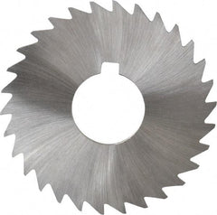Made in USA - 3" Diam x 3/32" Blade Thickness x 1" Arbor Hole Diam, 30 Tooth Slitting and Slotting Saw - Arbor Connection, Right Hand, Uncoated, High Speed Steel, Concave Ground, Contains Keyway - Exact Tool & Supply