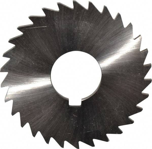 Made in USA - 3" Diam x 1/8" Blade Thickness x 1" Arbor Hole Diam, 30 Tooth Slitting and Slotting Saw - Arbor Connection, Right Hand, Uncoated, High Speed Steel, Concave Ground, Contains Keyway - Exact Tool & Supply