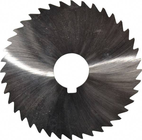 Made in USA - 4" Diam x 3/64" Blade Thickness x 1" Arbor Hole Diam, 40 Tooth Slitting and Slotting Saw - Arbor Connection, Right Hand, Uncoated, High Speed Steel, Concave Ground, Contains Keyway - Exact Tool & Supply