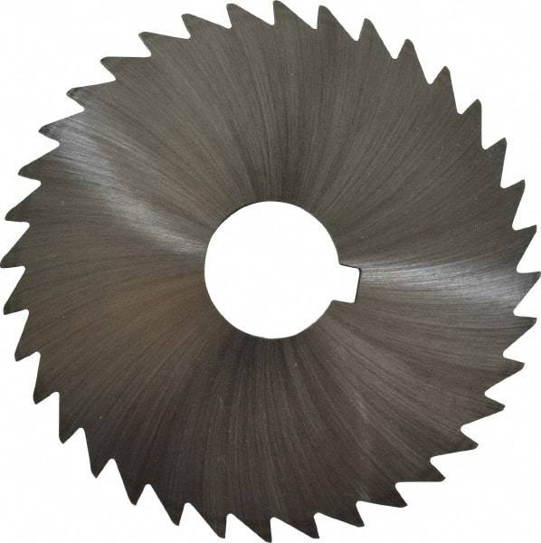 Made in USA - 4" Diam x 3/32" Blade Thickness x 1" Arbor Hole Diam, 36 Tooth Slitting and Slotting Saw - Arbor Connection, Right Hand, Uncoated, High Speed Steel, Concave Ground, Contains Keyway - Exact Tool & Supply