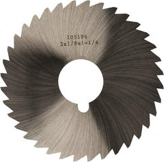 Made in USA - 5" Diam x 1/8" Blade Thickness x 1-1/4" Arbor Hole Diam, 40 Tooth Slitting and Slotting Saw - Arbor Connection, Right Hand, Uncoated, High Speed Steel, Concave Ground, Contains Keyway - Exact Tool & Supply