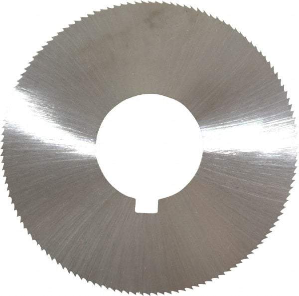 Made in USA - 1-3/4" Diam x 0.014" Blade Thickness x 5/8" Arbor Hole Diam, 132 Tooth Slitting and Slotting Saw - Arbor Connection, Right Hand, Uncoated, High Speed Steel, Concave Ground, Contains Keyway - Exact Tool & Supply